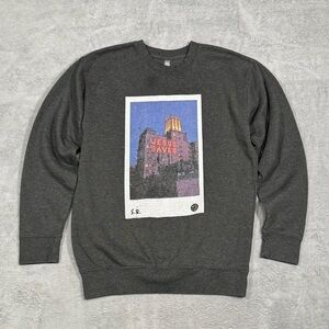 Jesus Saves Cotton Heritage Graphic Crewneck Sweatshirt Mens M Gray Distressed